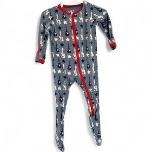 Kickee Pants Bamboo Zippy Footie Pajamas 6-9 Months Guitar Rockstar